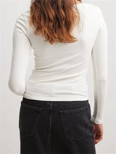 Spring Autumn Slim Ribbed Solid Color Long Sleeve Square Neck Buttons Up Streetwear New Tee